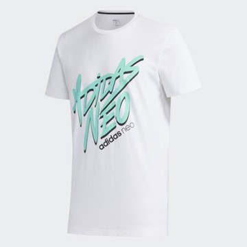 ADIDAS NEO M FAVES TEE 男裝 短袖 休閒 競速風格印花 純棉 白【運動世界】GL1193