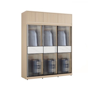 文創集 維爾泰岩板6.1尺鋁框玻璃加高衣櫃組合(吊衣桿x6＋內多分層格)-182x60x236cm免組