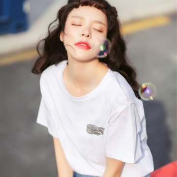 白色正肩t恤女夏純棉短袖小眾潮牌微胖大碼顯瘦百搭圓領寬松上衣