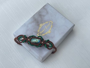 221116 Macrame 南美蠟線 拉長石 手鍊