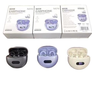 跨境新款M79耳夾式藍牙耳機開放式不夾耳運動耳麥骨傳導式數顯