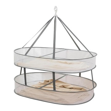 超級工廠 吊掛曬衣網 長方形雙層 網布材質透氣防皺  灰色  不適用