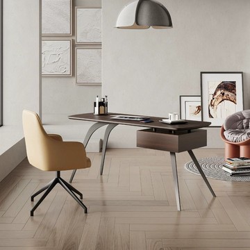 【免運/可開票】意式輕奢極簡北歐實木書桌商務工作宜家煙熏色老板書桌臥室窄P323