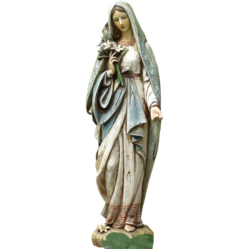 百合の庭の、祝福された聖母マリア彫像 彫刻/ プレゼント贈り物(輸入品 ...