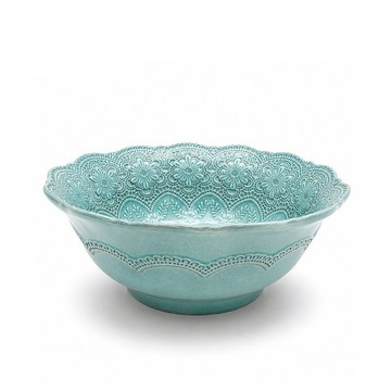 義大利VBC casa 手工浮雕蕾絲系列 25cm沙拉碗 蒂芬妮綠