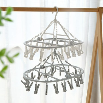 晾襪子涼衣架多夾子圓盤家用內衣寶寶嬰兒多功能曬神器掛鉤晾衣夾