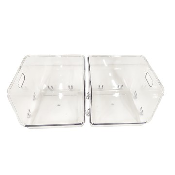 沐慕家居 雙層桌上收納盒 小 19X14X13cm  透明  2個