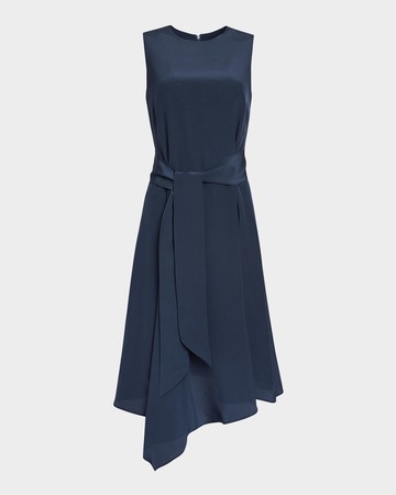 Cecilia Asymmetric Crepe De Chine Midi Dress
