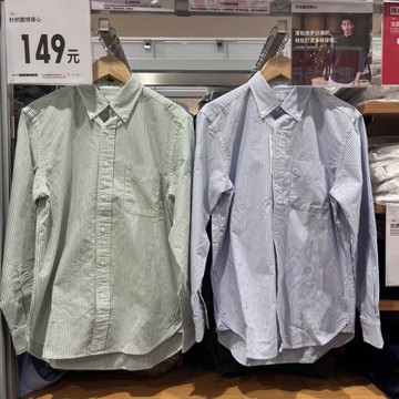 日單！2022秋季新款男女情侶款牛津紡條紋寬松長袖襯衫襯衣452298