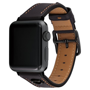 COACH Apple Watch 錶帶 38/40/41mm適用 C字皮錶帶-深棕色(不含手錶)
