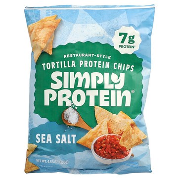 Simply Protein, 餐館式墨西哥玉米餅蛋白質片，海鹽味，4.58 盎司（130 克）