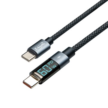 E-books XA52 鋁製 Type-C to C 60W 數位顯示充電傳輸線-1M  1條