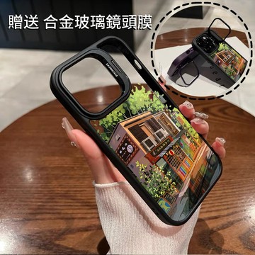 日系建築 金屬隱形鏡頭支架 送鏡頭膜 防摔殼 手機殼  iPhone15 14 13 12 11 Pro Max 保護殼
