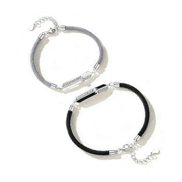 現貨+預購 925純銀手鍊情侶對鍊-現代風雷刻純銀生日情人節聖誕節交換禮物男女飾品74dv37【獨家進口】【米蘭精品】