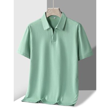 珠地棉短袖POLO衫男士夏季薄款透氣襯衫領T恤親膚舒適簡約上衣服