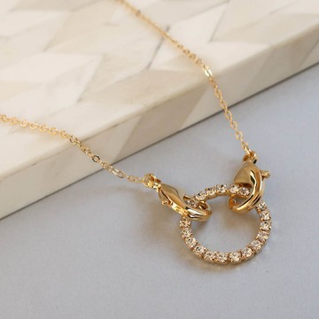 日本 Melody Accessory - 圓形水鑽款2way時尚眼鏡鍊/口罩繩-金