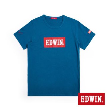 EDWIN 男裝 人氣復刻款 經典大紅標LOGO短袖T恤-灰藍色