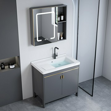 落地式洗衣柜陽臺帶搓板洗手盆太空鋁浴室柜組合陶瓷一體洗衣盆池/洗手盆/洗臉盆/洗漱盆/陶瓷盆/浴室盆/鏡櫃洗手盆一體式