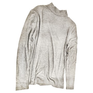 輕奢甜美中領羊絨蛋白內搭 坑條紋 維也納之夜  煙灰