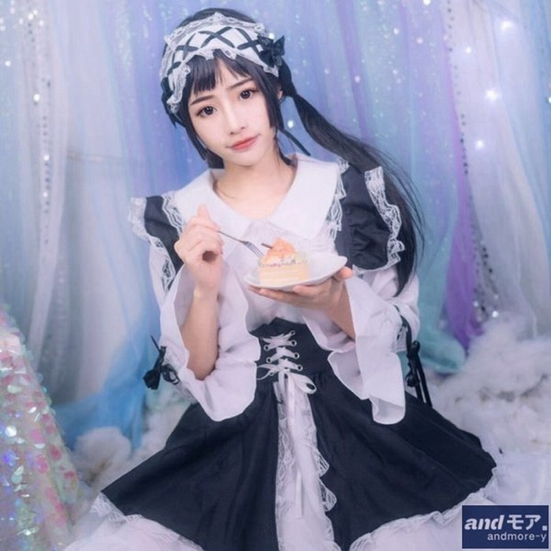 ロリータ エプロンセット 甘ロリ ゴスロリ メイド ワンピース レディース ゴシック 姫 メイドカフェ メイド喫茶 コスプレ 制服 通販 Lineポイント最大get Lineショッピング