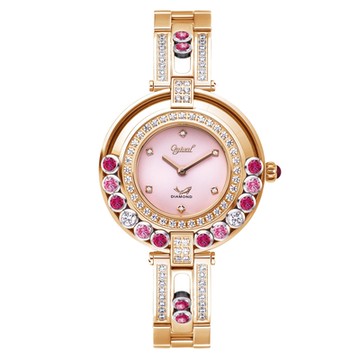 Ogival 愛其華 流星系列 流光真鑽珠寶女腕錶 380-455DLR 粉水晶鑽粉面