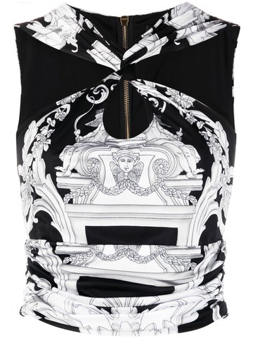 Versace - Silver Baroque cropped top - women - Viscose - 40 - Black