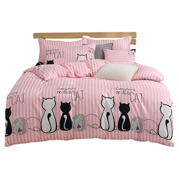 Blue Cat 藍貓 柔軟棉床包 單人  186 x 105cm  天生一對