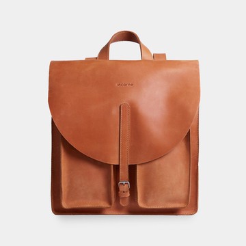 干邑皮革筆電背包 — 復古男女通用工作旅行後背包