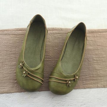 淺口單鞋女春夏新款女鞋韓版百搭套腳平底豆豆鞋軟底復古奶奶鞋女