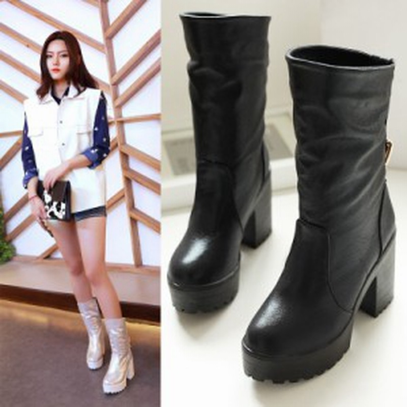 全2色 厚底靴 ブーツ 冬靴 ショートブーツ ハイヒール レディース シンプル 22cm 26 5cm 通勤 お呼ばれ シューズ 通販 Lineポイント最大get Lineショッピング
