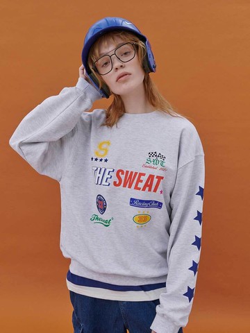 Racing Star Sweatshirt (LIGHT MELANGE GREY)