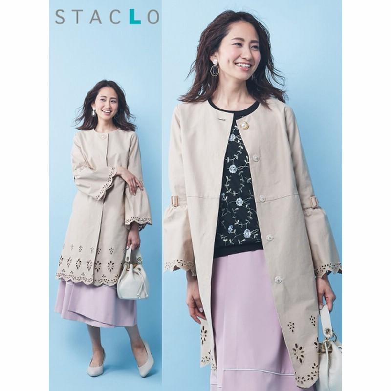 大きいサイズ 刺しゅう使いトレンチコート スタクロ 大きいサイズ アウター レディース 通販 Lineポイント最大5 0 Get Lineショッピング
