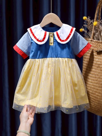 女童白雪公主裙寶寶夏季連衣裙禮服洋氣小童兒童紗裙女寶寶裙子潮