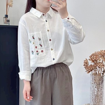 棉紗文藝襯衫849988