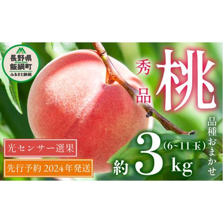 ふるさと納税 桃 3kg 訳あり 先行予約 2024年 秀品 《品種おまかせ「 白鳳 」「 あかつき 」「 なつっこ 」いずれか1品種》 光センサー選別品 【.. 長野県飯綱町