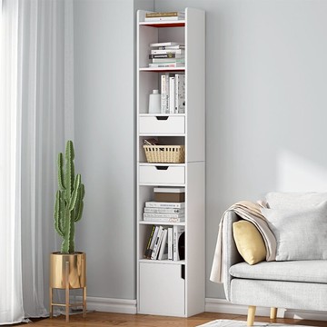 轉角柜墻角收納方形置物架角柜家用客廳儲物落地臥室角落窄書架。