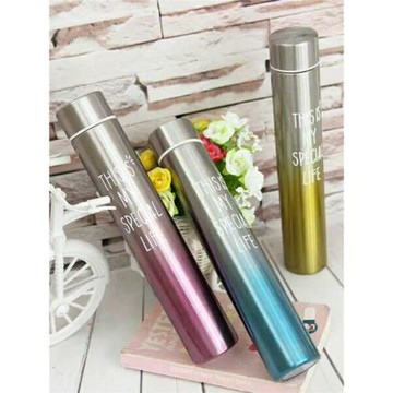 韓版漸變色保溫杯女學生細長個性水杯便攜隨手防狼棒創意直身杯子