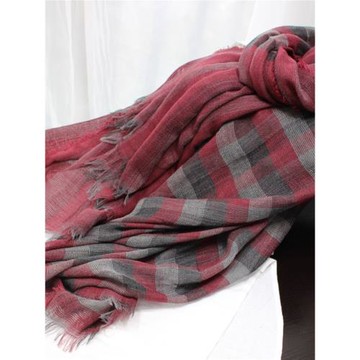 亞麻女復古文藝格子冬季休閑圍巾