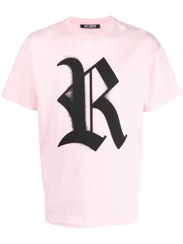 Raf Simons - logo print T-shirt - men - Cotton - S - Pink