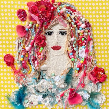 夢幻色彩的閃亮串珠刺繡藝術　作品名【充滿幸福】　獨一無二