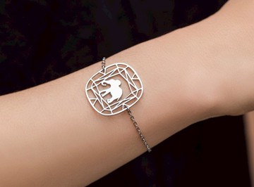 大象手鍊 寶石與動物系列-抗敏醫療鋼