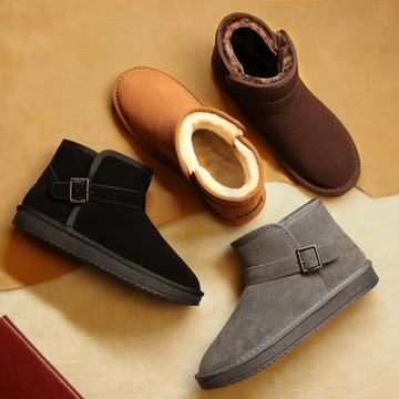 東北雪地靴男冬季保暖加絨加厚真皮大碼45短筒情侶46面包大棉鞋47