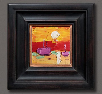 帆船繪畫小型原創藝術厚塗油畫 2 x 2 英寸 Verafe