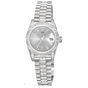 ROSDENTON 勞斯丹頓 公司貨 榮耀總裁 晶鑽機械腕錶-銀-女錶(97627LF-4W)35mm