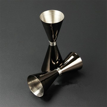 在家情侶禮物 日式金環不鏽鋼量酒器帶刻度雙頭調酒量杯