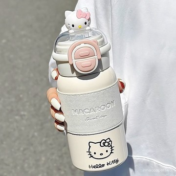 🔥臺灣出貨🔥kitty吸管杯 保溫杯 kt水壺 卡通可愛女生高顔值爆款水杯便攜吸管杯子316kitty凱蒂貓水杯 咖啡杯