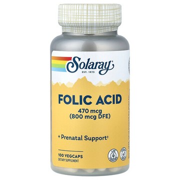 Solaray, 葉酸，470 微克（800 微克 DFE），100 粒素食膠囊