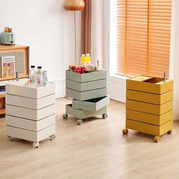 ??快速出貨 可開發票 【品牌】移動置物架旋轉床頭柜儲物床邊多層收納整理柜整裝開門式