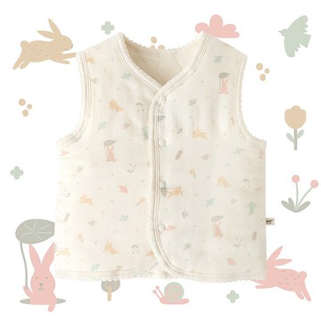 【SISSO有機棉】哈囉森林小兔好澎澎舖棉小背心