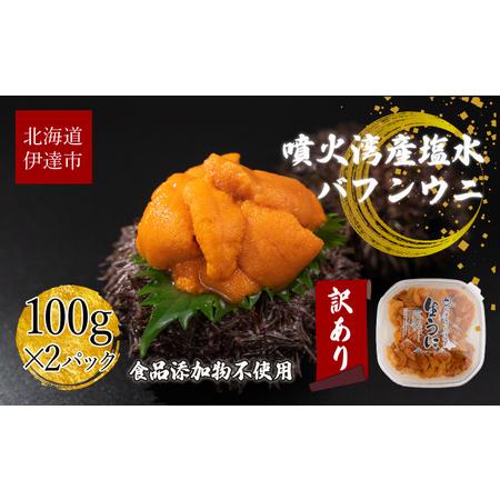 ふるさと納税 訳あり 北海道 噴火湾産 塩水 バフンウニ 100g 2パック 計200g うに ウニ 雲丹 海鮮 海の幸 魚介類 ウニ丼 お寿司 濃厚 無添加 産.. 北海道伊達市